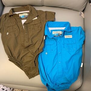 Magellan Outdoors Kids' Blue and Brown Button Down Bodysuits